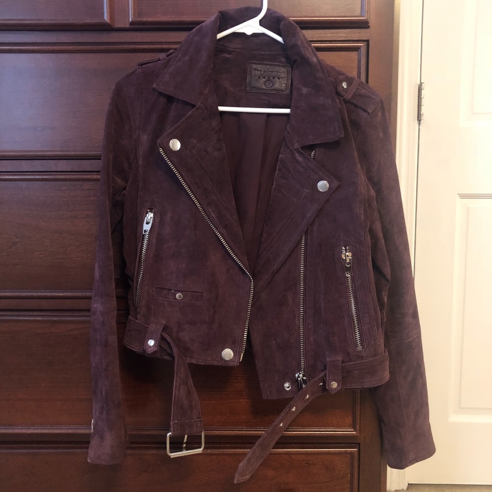 Blank NYC maroon/deep purple suede Moto jacket S